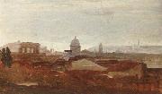 unknow artist a view overlooking a city,roman ruins and a cupola visible on the horizon oil painting reproduction